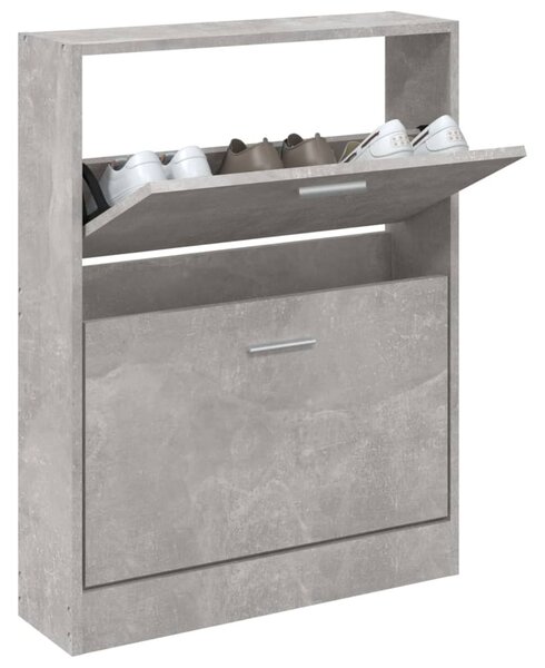 Betonszürke szerelt fa cipőszekrény 59 x 17 x 81 cm
