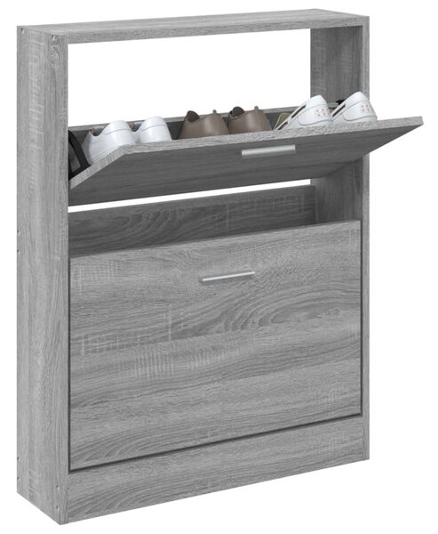 Szürke sonoma színű szerelt fa cipősszekrény 59x17x81 cm