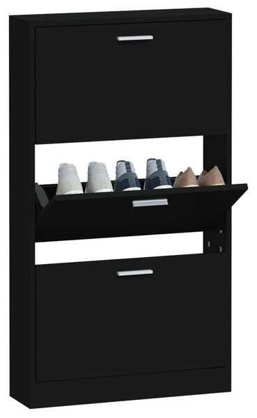 Fekete szerelt fa cipősszekrény 59x17x108 cm