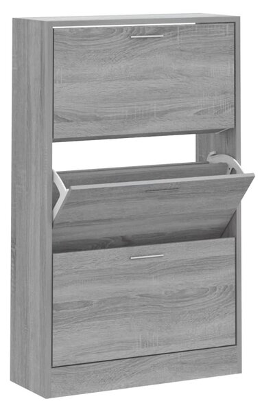 Szürke sonoma színű szerelt fa cipősszekrény 63x24x103 cm