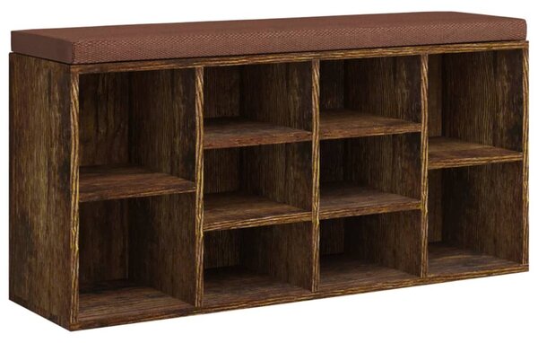 Füstös tölgy színű szerelt fa cipőtároló pad 103x30x48 cm