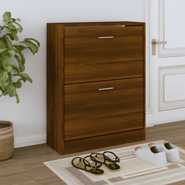 Barna tölgyszínű szerelt fa cipősszekrény 63x24x81 cm