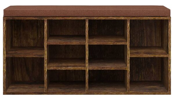 Füstös tölgy színű szerelt fa cipőtároló pad 103x30x48 cm