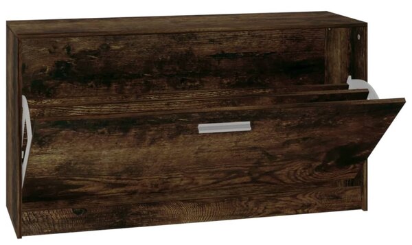 Füstös tölgy színű szerelt fa cipőtároló pad 80 x 24 x 45 cm