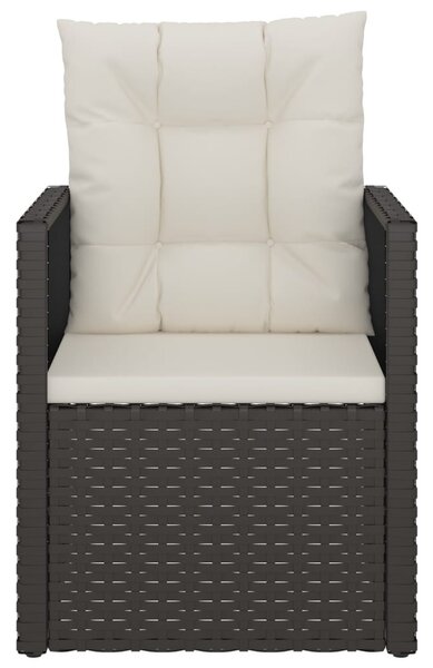 Fekete polyrattan kerti fotel párnákkal