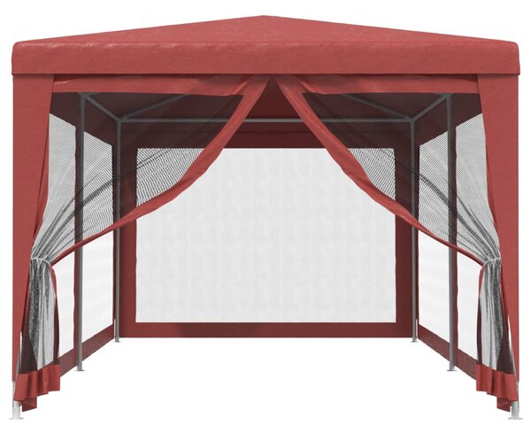 Piros HDPE rendezvénysátor 6 hálós oldalfallal 3 x 6 m
