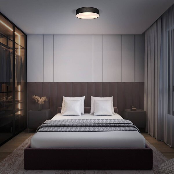 OSRAM ORBIS PARIS mennyezeti világítás, fekete, Ø 40 cm textil E27, dimmelhető, Fekete, Nappali / Étkező, Textil / szövet / selyem, Modern