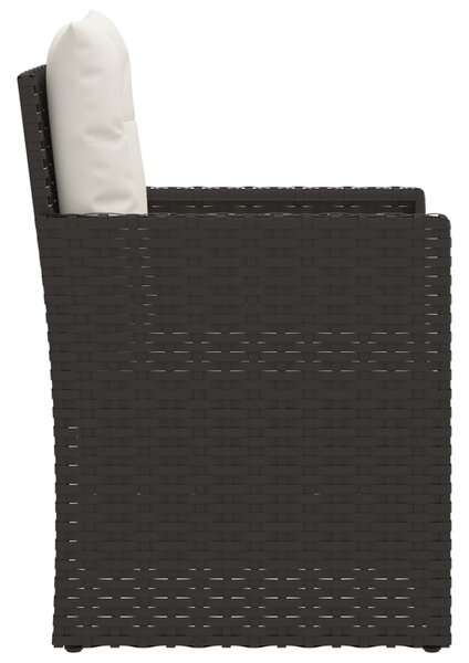 Fekete polyrattan kerti fotel párnákkal