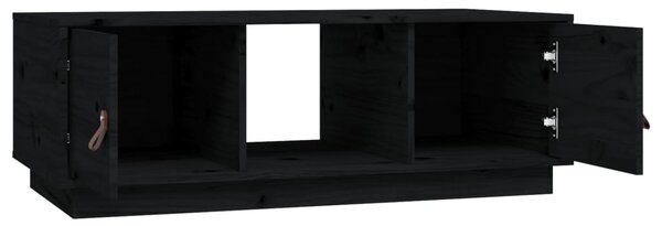 Fekete tömör fenyőfa dohányzóasztal 100 x 100 x 40 cm