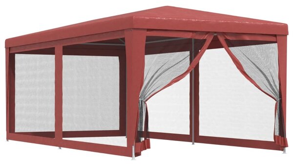 Piros HDPE rendezvénysátor 6 hálós oldalfallal 3 x 6 m