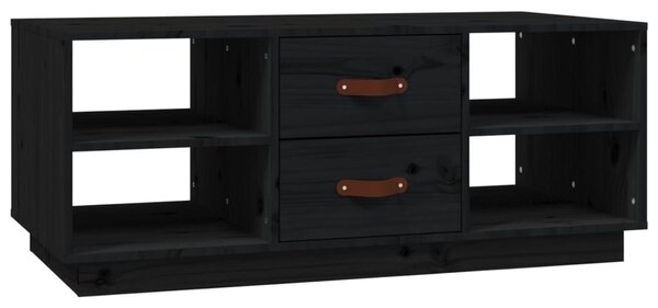 Fekete tömör fenyőfa dohányzóasztal 100 x 50 x 41 cm