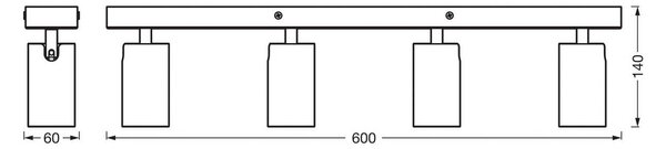 OSRAM OCTAGON fekete mennyezeti spotlámpa, 4 izzós, GU10-LED 927 dimmelhető, dimmelhető, Fekete, Nappali / Étkező, fém, Modern