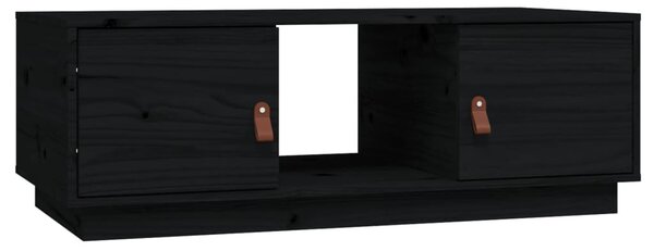 Fekete tömör fenyőfa dohányzóasztal 100 x 100 x 40 cm