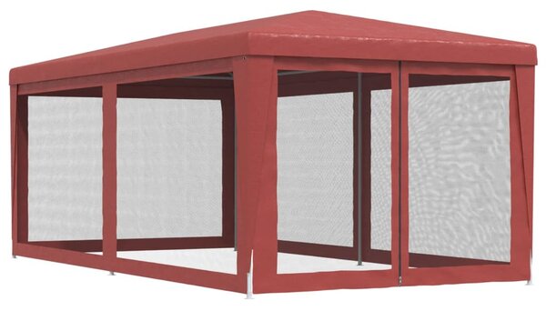 Piros HDPE rendezvénysátor 6 hálós oldalfallal 3 x 6 m