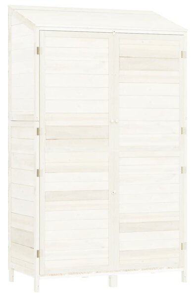 Fehér tömör fenyőfa kerti fészer 102x52x174,5 cm