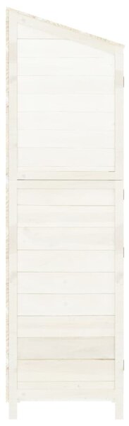 Fehér tömör fenyőfa kerti fészer 102x52x174,5 cm
