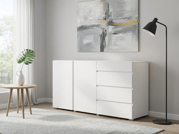 Komód Elbleve 101, Laminált forgácslap, 78x138x40cm, Fehér