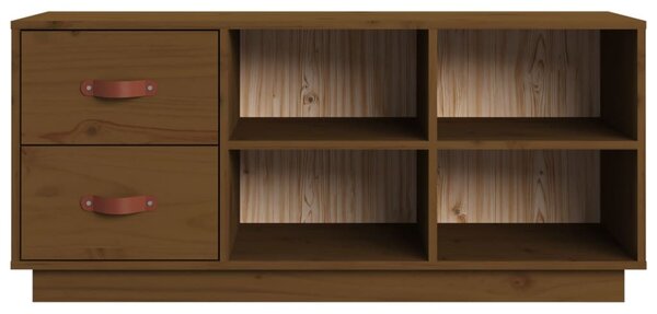 Mézbarna tömör fenyőfa cipőtároló pad 100 x 34 x 45 cm