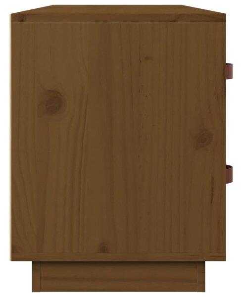 Mézbarna tömör fenyőfa cipőtároló pad 100 x 34 x 45 cm