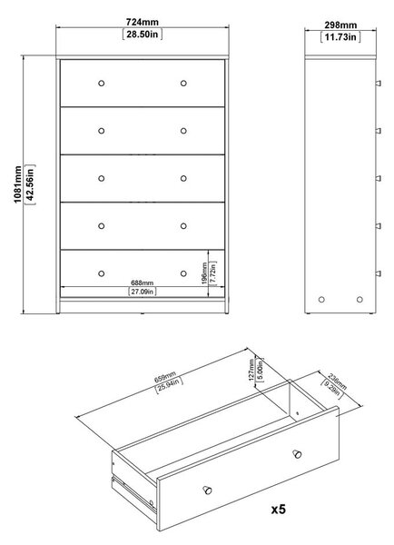 Fehér komód 72x108x30 cm May – Tvilum