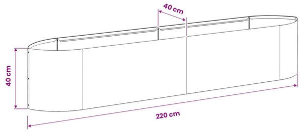 VidaXL Emelt kert ágyás Olajzöld 220 x 40 x 40 cm Acél