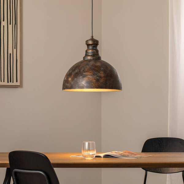 Opviq Saglam függő világítás, 1 izzós, antik sárgaréz, fém, Ø 40 cm, dimmelhető, Bronz / antik sárgaréz, Nappali / Étkező, fém, Vintage