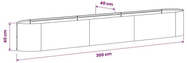 VidaXL Emelt kert ágyás Fehér 300 x 40 x 40 cm Acél