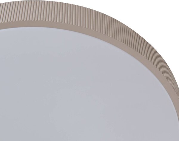 Lindby Zylo LED mennyezeti világítás, taupe, Ø49 cm, CCT-vel dimmelhető, dimmelhető, Krém / borostyánsárga, Nappali / Étkező, Műanyag
