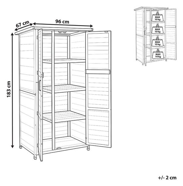 Szerszámoskamra ARSEGO 96 cm 67 cm Fenyőfa Világosbarna