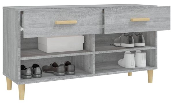 Szürke sonoma színű szerelt fa cipőszekrény 102 x 35 x 55 cm