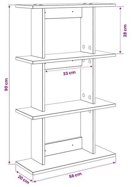 Falpolc Falra szerelhető Fehér 56 x 20 x 90 cm Szerelt Fa