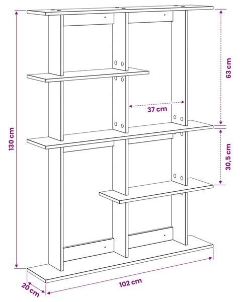 Fali Polc Egység Barna 102 x 20 x 130 cm Szerelt Fa