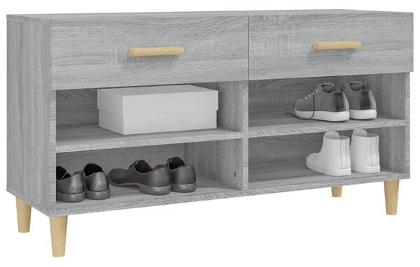 Szürke sonoma színű szerelt fa cipőszekrény 102 x 35 x 55 cm