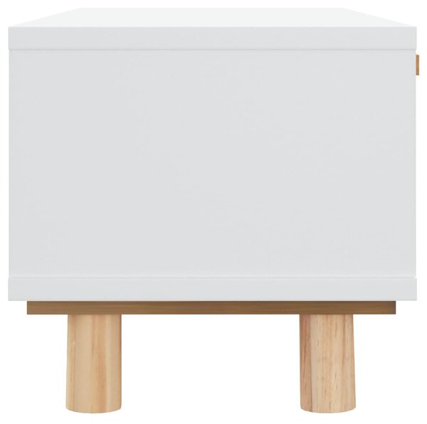 Fehér szerelt fa és tömör fenyőfa dohányzóasztal 80x40x30 cm