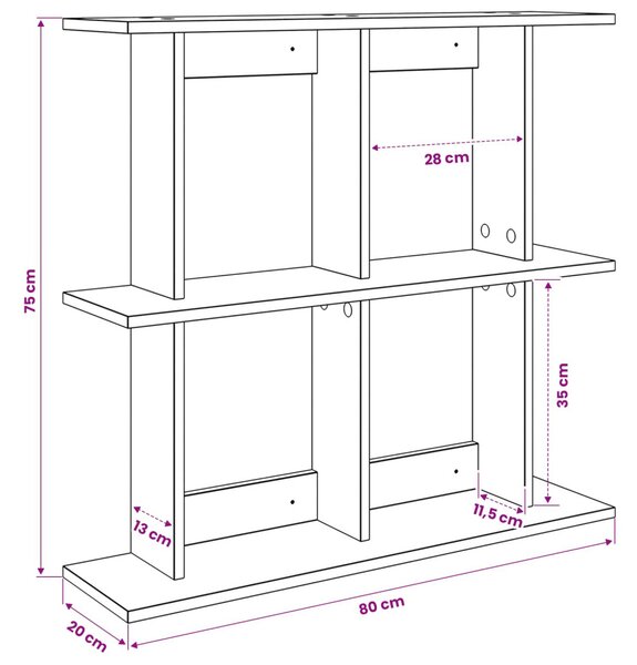Falpolc Falra szerelhető Fehér 80 x 20 x 75 cm Szerelt Fa