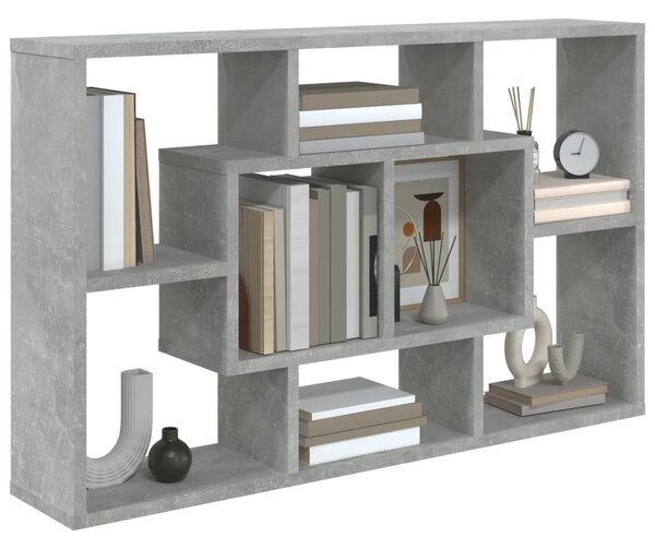 Betonszürke szerelt fa fali polc 85 x 16 x 52,5 cm
