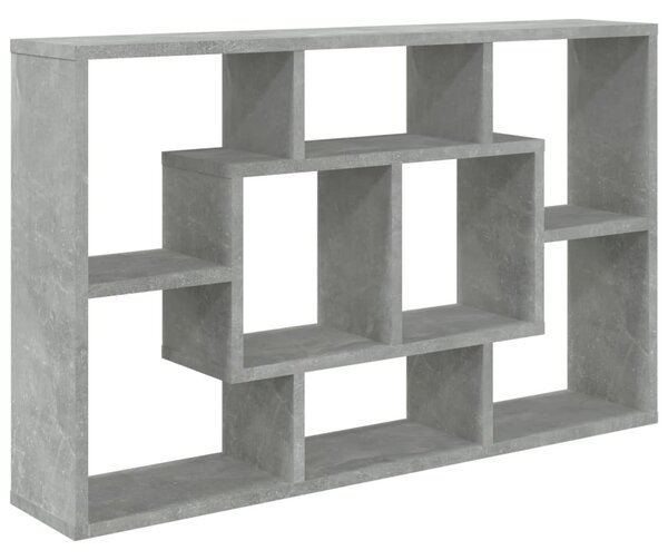 Betonszürke szerelt fa fali polc 85 x 16 x 52,5 cm