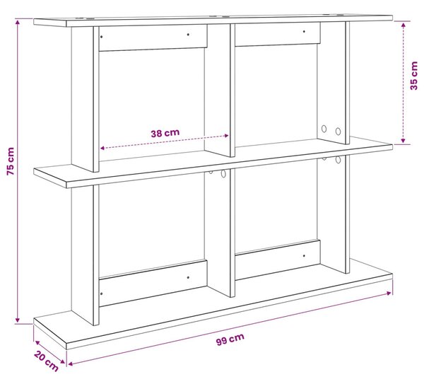 Falpolc Falra szerelhető Barna 100 x 20 x 75 cm Szerelt Fa