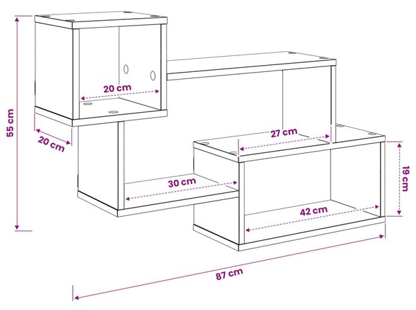 Lebegő polc Falra szerelhető Barna 87 x 20 x 55 cm Szerelt Fa