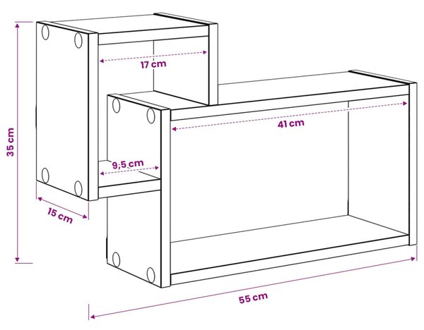 Falpolc Falra szerelhető Fehér 55 x 15 x 35 cm Szerelt Fa