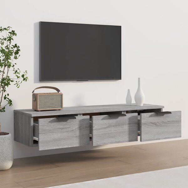 Szürke sonoma színű szerelt fa faliszekrény 102 x 30 x 20 cm