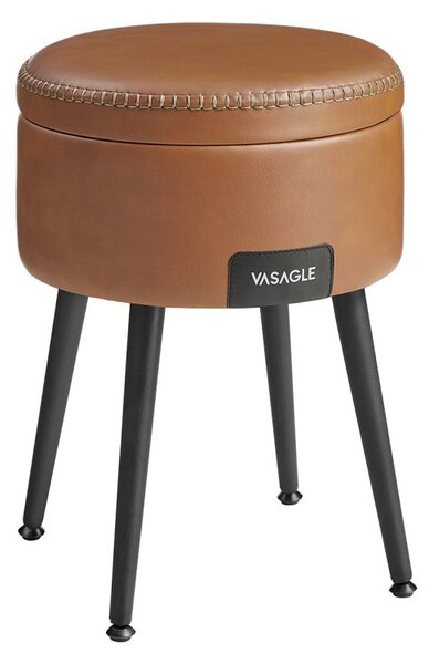 VASAGLE EKHO tároló puff műbőr karamell barna mid-century modern stílusban