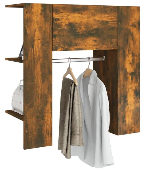 Füstös tölgy színű szerelt fa előszobaszekrény 97,5x37x99 cm
