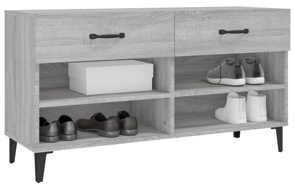 Szürke sonoma színű szerelt fa cipőszekrény 102 x 35 x 55 cm