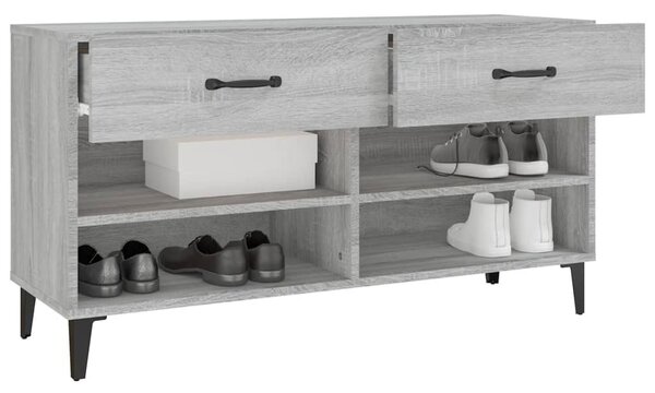 Szürke sonoma színű szerelt fa cipőszekrény 102 x 35 x 55 cm