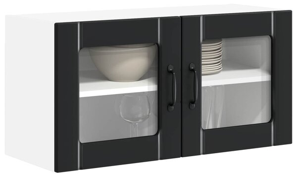 Fali üveges szekrény LUCCA Fekete 80 x 31 x 40 cm Szerelt Fa