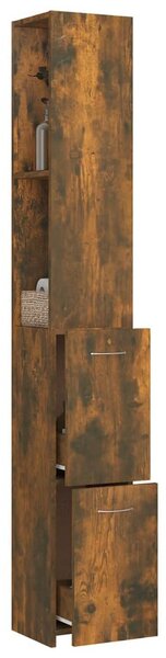 Füstös tölgy színű szerelt fa fürdőszobaszekrény 25x26,5x170 cm