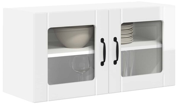 Fali üveges szekrény LUCCA Magasfényű Fehér 80 x 31 x 40 cm