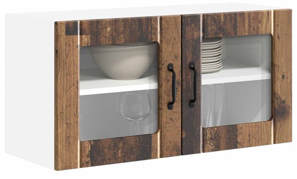Fali üveges szekrény LUCCA Antik Fa 80 x 31 x 40 cm Szerelt Fa