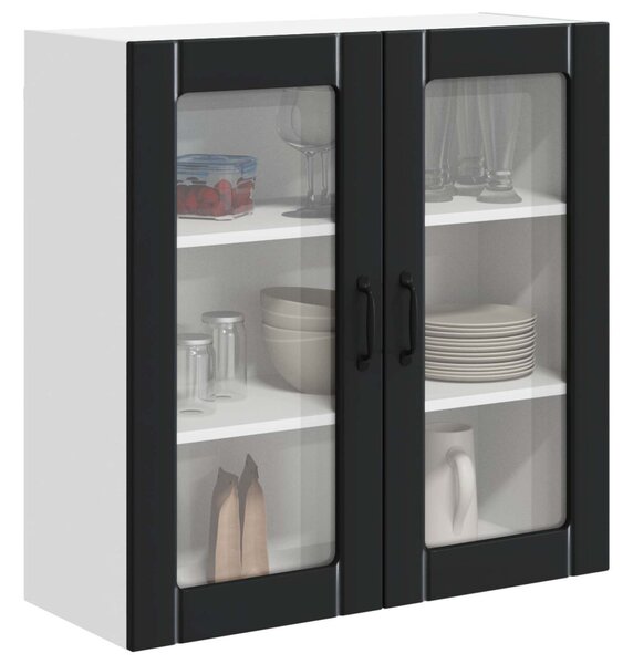 Fali üveges szekrény LUCCA Fekete 80 x 31 x 80 cm Szerelt Fa